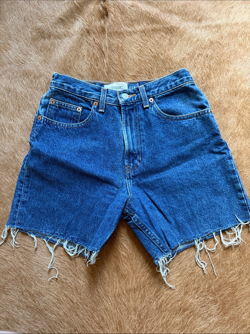 Vintage GAP Dark Blue Frayed Hem Denim Shorts